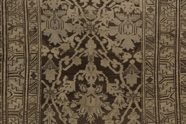 َAntique Persian Azerbaijan Small Rug - Traditional Wool Brown Floral Design - 89643 - Image 7