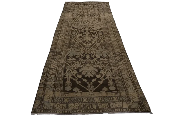 َAntique Persian Azerbaijan Small Rug - Traditional Wool Brown Floral Design - 89643 - Image 4