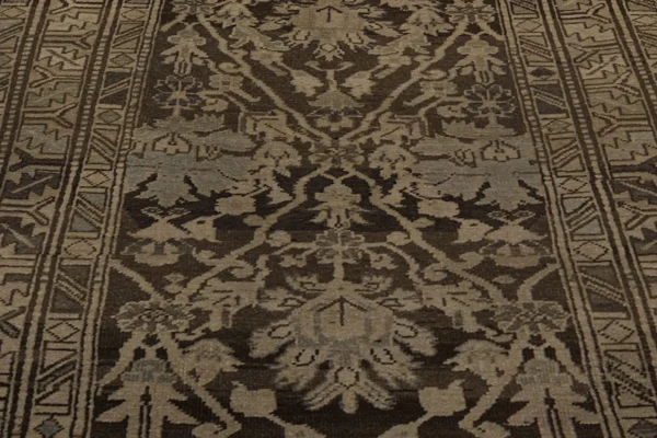 َAntique Persian Azerbaijan Small Rug - Traditional Wool Brown Floral Design - 89643 - Image 5