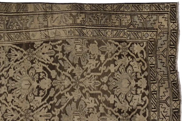 َAntique Persian Azerbaijan Small Rug - Traditional Wool Brown Floral Design - 89643 - Image 6