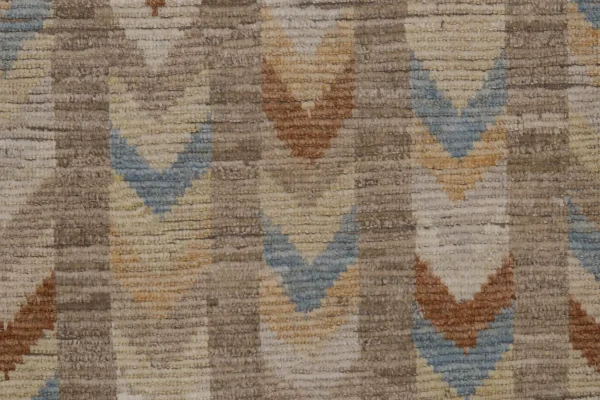 New Afghan Runner Rug - Transitional Wool Colorful Geometric Design - 98503 - Image 7