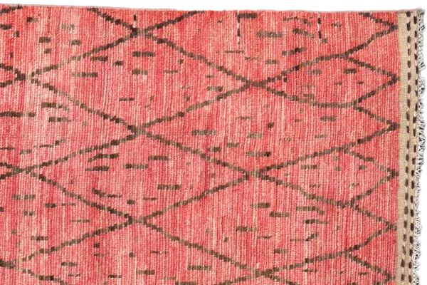 New Afghan Runner Rug - Transitional Wool Pink Allover Design - 98501 - Image 6