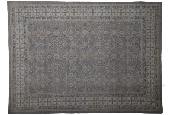 New Afghan Tabriz Area Rug - Transitional Wool Taupe Geometric Design - 93887 - Image 2