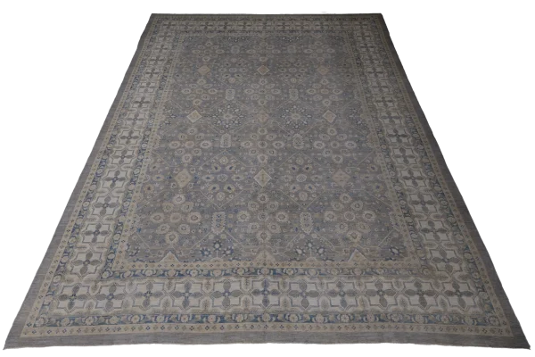 New Afghan Tabriz Area Rug - Transitional Wool Taupe Geometric Design - 93887 - Image 3