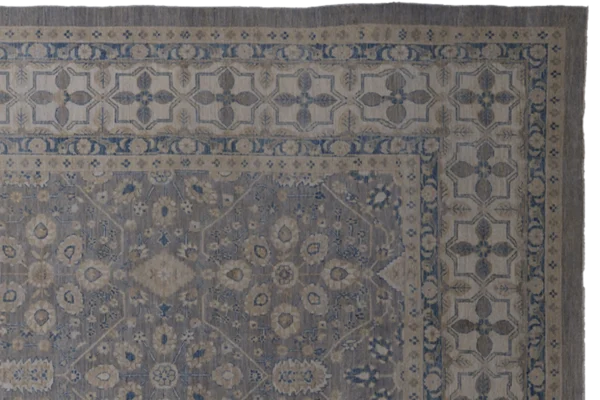 New Afghan Tabriz Area Rug - Transitional Wool Taupe Geometric Design - 93887 - Image 5