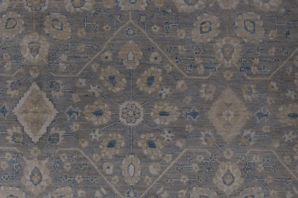 New Afghan Tabriz Area Rug - Transitional Wool Taupe Geometric Design - 93887 - Image 6