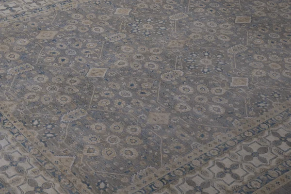 New Afghan Tabriz Area Rug - Transitional Wool Taupe Geometric Design - 93887 - Image 7