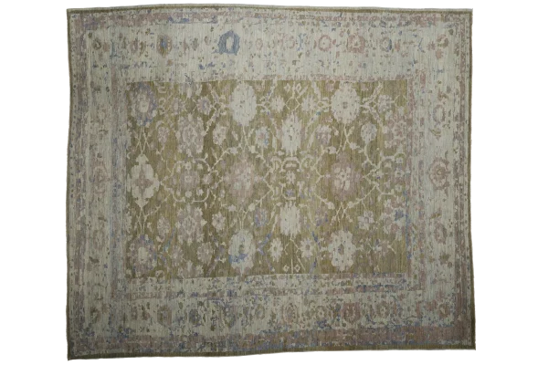 New Persian Sultanabad Area Rug - Transitional Wool Green Allover Design - 67943 - Image 2