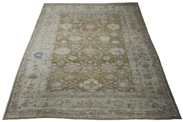 New Persian Sultanabad Area Rug - Transitional Wool Green Allover Design - 67943 - Image 3