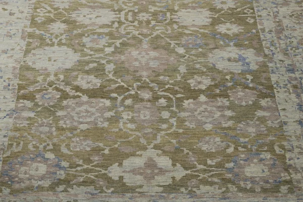 New Persian Sultanabad Area Rug - Transitional Wool Green Allover Design - 67943 - Image 4