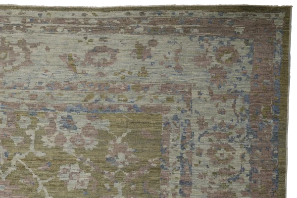 New Persian Sultanabad Area Rug - Transitional Wool Green Allover Design - 67943 - Image 5