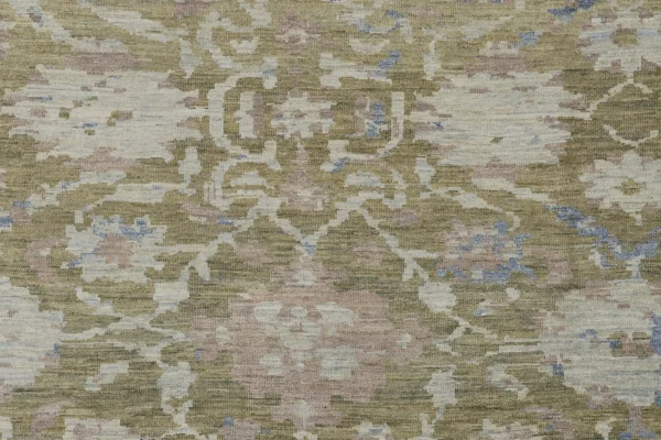New Persian Sultanabad Area Rug - Transitional Wool Green Allover Design - 67943 - Image 6
