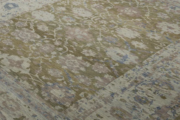 New Persian Sultanabad Area Rug - Transitional Wool Green Allover Design - 67943 - Image 7