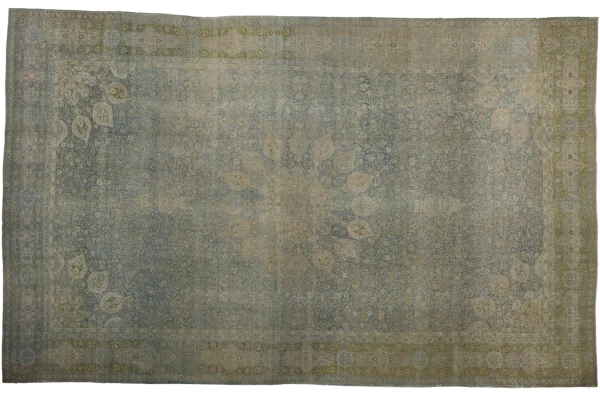 Antique Persian Tabriz Oversize Rug - Traditional Wool Blue Medallion Design - 99443 - Image 3
