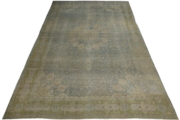 Antique Persian Tabriz Oversize Rug - Traditional Wool Blue Medallion Design - 99443 - Image 4
