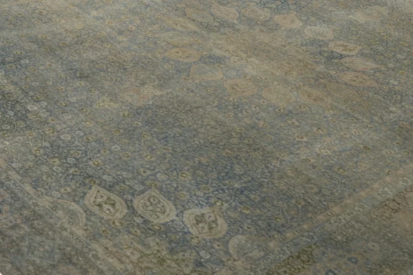 Antique Persian Tabriz Oversize Rug - Traditional Wool Blue Medallion Design - 99443 - Image 8