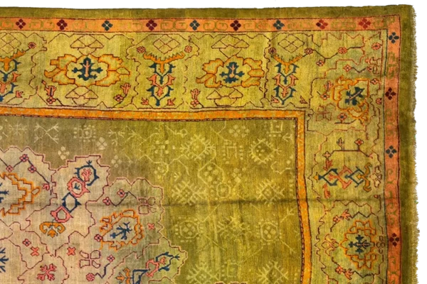Antique Turkish Oushak Oversize Rug - Transitional Wool Green Medallion Design - 99578 - Image 8