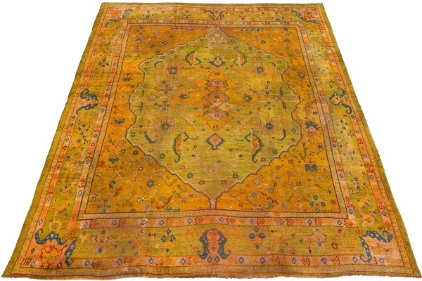 Antique Turkish Oushak Oversize Square Rug - Transitional Wool Orang Medallion Design - 99577 - Image 5