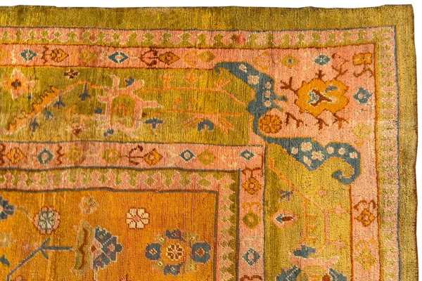 Antique Turkish Oushak Oversize Square Rug - Transitional Wool Orang Medallion Design - 99577 - Image 7
